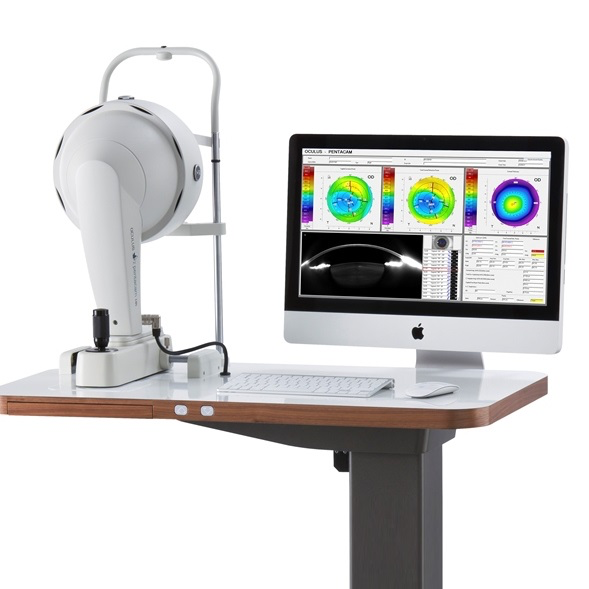 OCULUS Pentacam HR high-resolution rotating camera with its analysis display